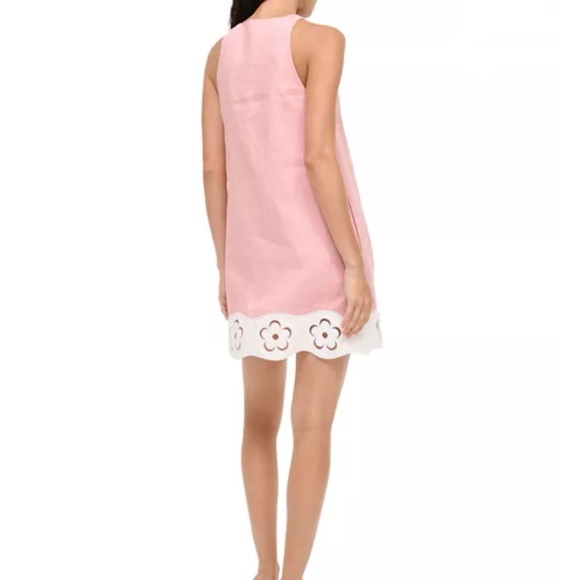 STAUD Mika Linen Dress blush/white size S - Picture 2 of 7